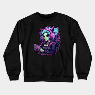 Neon gamer girl Crewneck Sweatshirt